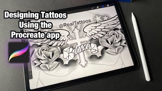 Designing tattoos using the Procreate app [upl. by Rana]