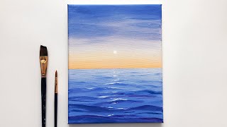 Ocean Sunset  Acrylic Painting Easy Step by Step [upl. by Attevaj]