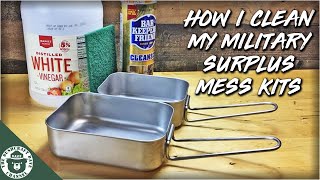 How To Clean Military Surplus Mess Kits Dutch Army Stainless Steel Mess Tins [upl. by Reiche]