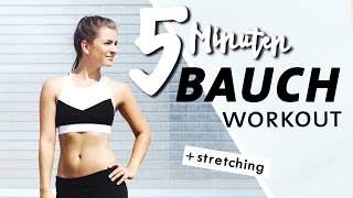 Bauch Home Workout  Kurz amp Intensiv  5 Minuten Core Training  Stretching [upl. by Ilohcin]