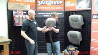 How to Install a Headrest Cover  Auto Upholstery [upl. by Phillane]