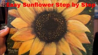 SUNFLOWER Acrylic Painting for Beginners easy Step by Step instructions [upl. by Uaerraj]