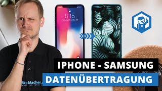 Datenübertragung vom iPhone auf ein Samsung Smartphone  Schritt für Schritt erklärt  MeinMacher [upl. by Balcer]