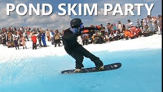 Epic Pond Skim Snowboard Party on Whistler Mountain [upl. by Aniv]