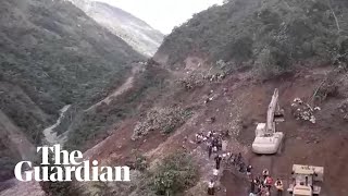 People swept away by mudslide as mountainside collapses in Bolivia [upl. by Butta]