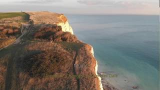 Drone views of Seaford Head ESussex before and after cliff face collapse on 14 Oct 2018 [upl. by Ainehta]