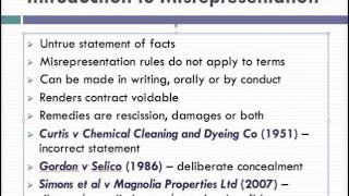 Misrepresentation Lecture 1 of 4 [upl. by Eisac]