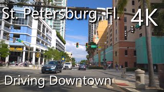 St Petersburg Florida  4K HDR  Relaxing Ride Driving Downtown [upl. by Rambow813]