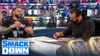 Drew McIntyre returns for Survivor Series contract signing wRoman Reigns  FRIDAY NIGHT SMACKDOWN [upl. by Siduhey]