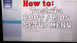 How to Access Toshiba Boot Menu  Toshiba BIOS Setup Utility [upl. by Ettenoj]