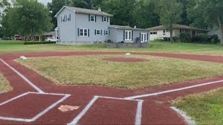 Ohio dad builds baseball field in backyard for 5yearold son [upl. by Dilaw766]