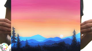 Acrylic Painting Tutorial for Beginners  Easy Sunset Landscape Painting [upl. by Ecart]