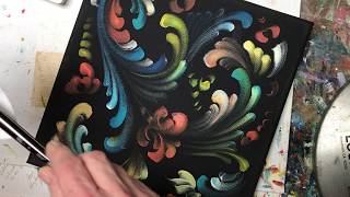 Norwegian Rosemaling  painting therapy  Art of Lise  ASMR unintentional painting [upl. by Nuncia]