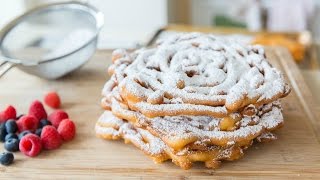 HOMEMADE FUNNEL CAKES RECIPE  Carnival Food [upl. by Hayton]