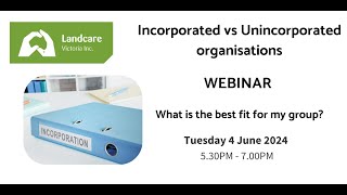 WEBINAR Incorporated vs Unincorporated [upl. by Owiat]