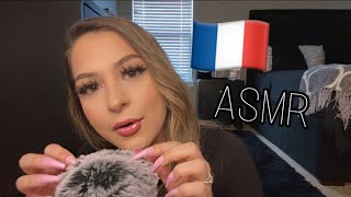 ASMR trying to speak FRENCH 🇫🇷 Close up whispers amp fluffy mic scratching ❤️ [upl. by Avla]