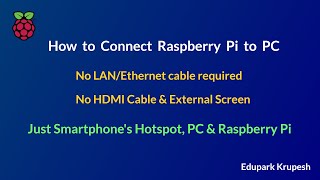 How to connect Raspberry Pi to PC Smartphone Hotspot No LAN cable [upl. by Lehteb386]