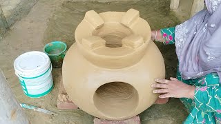 How to make a Beautiful Rural Chulha Design । DIY cooking Solutions। Mud Chulha Construction viral [upl. by Yanal]