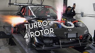 Turbo 4 Rotor RX7 SCREAMS on the Dyno  Mazzei Formula [upl. by Salisbarry]