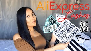 ALIEXPRESS LASHES tryon haul pt 1 [upl. by Ruenhs]