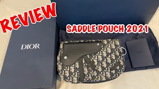 EP148  REVIEW DIOR SADDLE POUCH  Beige and Black Dior Oblique Jacquard  2021 [upl. by Fotina]